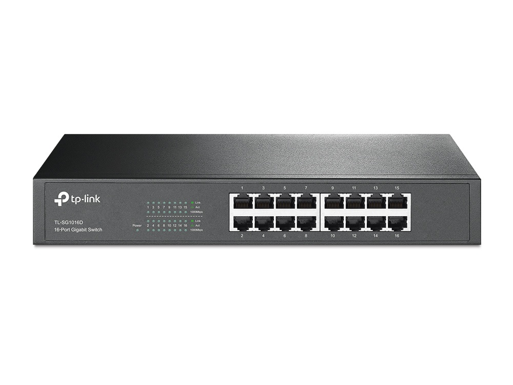 Switch TP-Link Gigabit Ethernet TL-SG1016D 16 Puertos 10/100/1000Mbps 32Gbit/s 8000 Entradas No Administrable