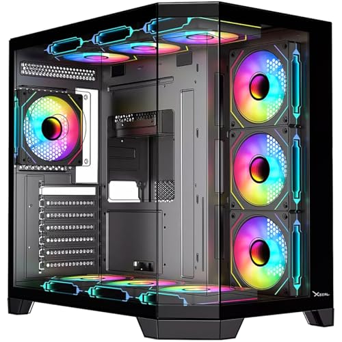 Gabinete gamer xzeal x-tron mid tower atx xzgaxt1b panel der. vidrio + metal 2xusb1.0+1xusd3. +3.5 mm+4 argb -