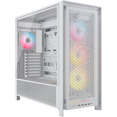 Gabinete corsair cc-9011310-ww 5000d frame blanco argb cristal templado med-torre sin fuente