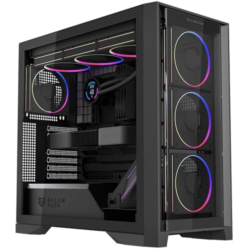 Gabinete gamer balam rush carbono polar twin mate 9900, media torre, atx/micro-atx/mini-itx, 5x vent., negro