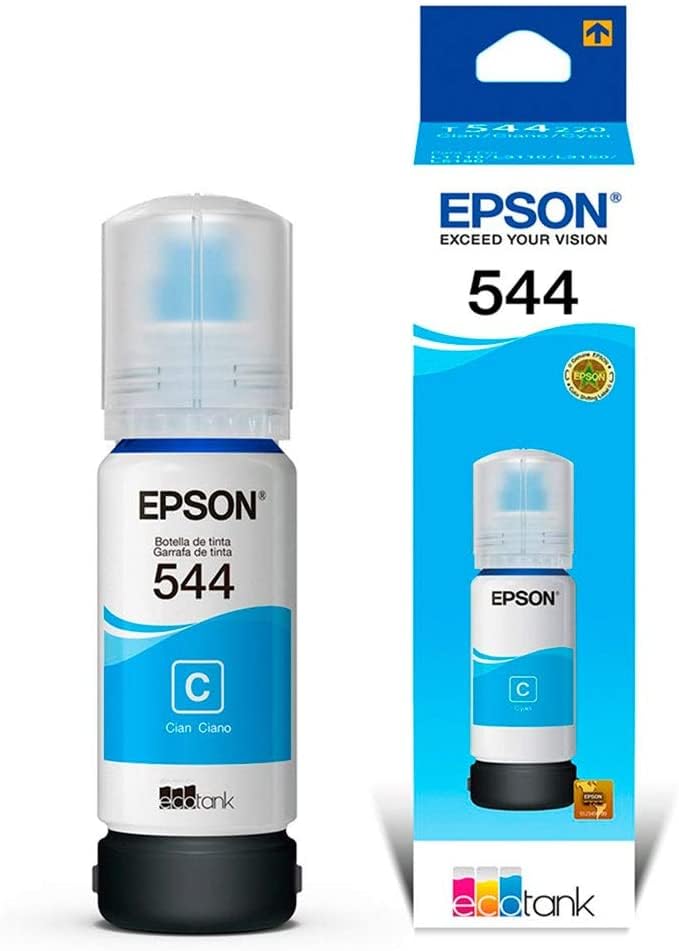Tinta epson original t544-al ecotank l1110/l3110/l3150/l5190 color cian