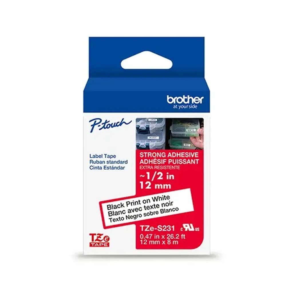 Cinta De Transferencia Térmica Brother TZES231G Negro Sobre Blanco 25.4 mm x 8 Metros 1 Pieza
