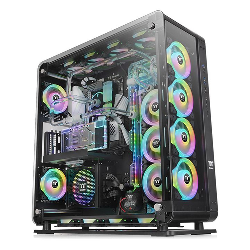 Gabinete thermaltake core p8 tg full tower, sin fuente, negro