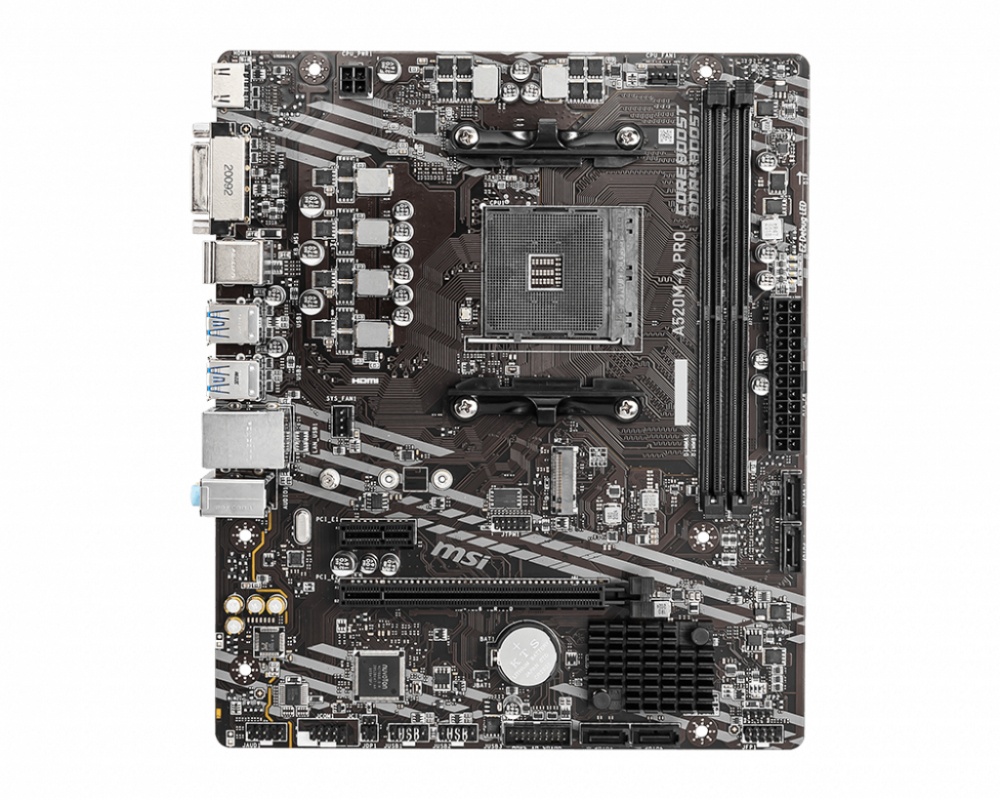 Tarjeta Madre MSI A520M-A PRO, Micro-ATX, Socket AM4, AMD A520, 64GB DDR4, HDMI para AMD