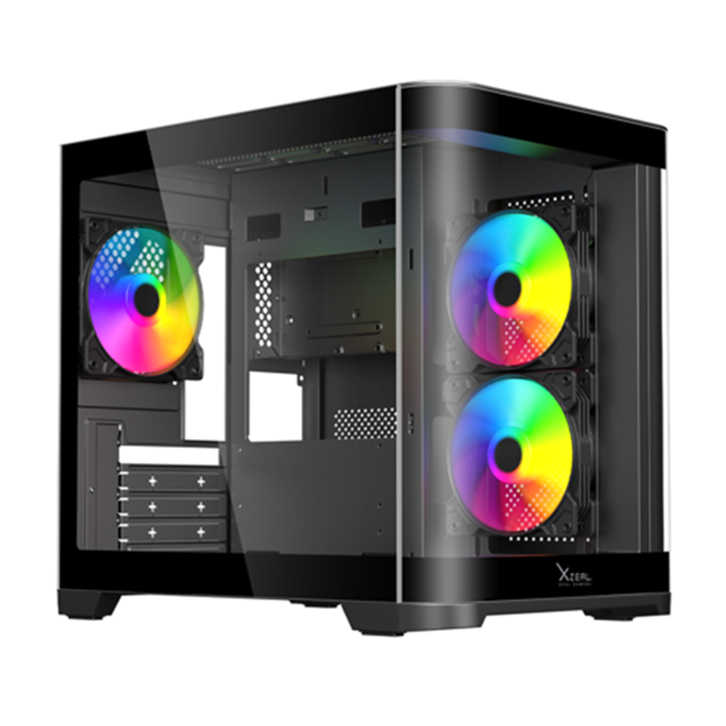 Gabinete Xzeal XZGAMC3B Mini-Tower Micro-ATX/Mini-ITX USB 2.0/3.0 Sin Fuente 3 Ventiladores Instalados