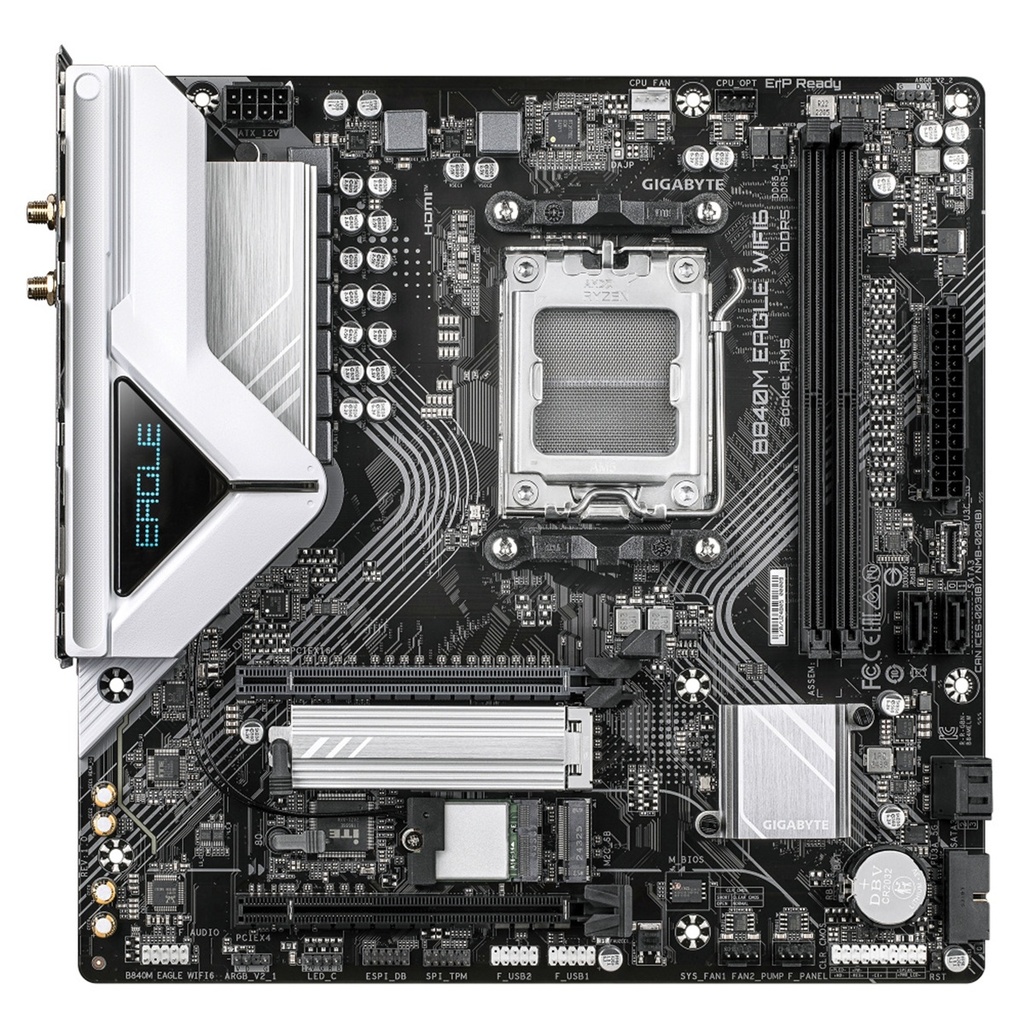 Tarjeta Madre Gigabyte B840M EAGLE WIFI6 Micro-ATX AM5 AMD B840 128GB DDR5 HDMI/DP para AMD