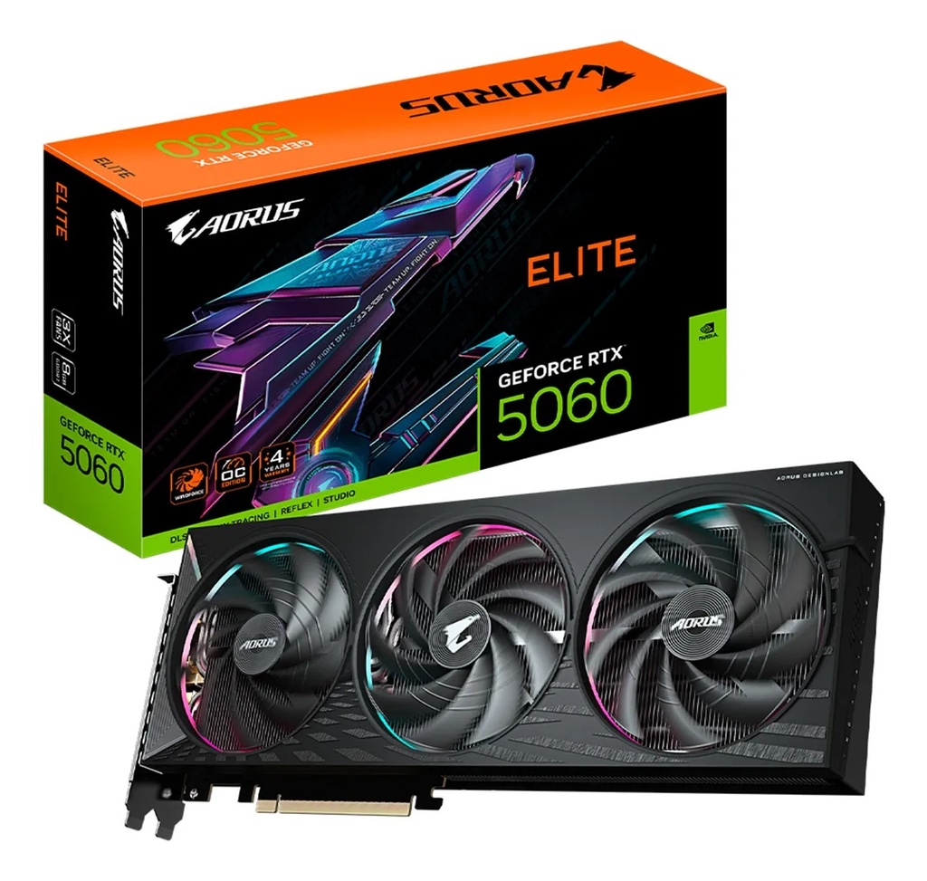 Tarjeta de video gigabyte gv-n5060aorus e-8gd rtx 5060 gddr7 8gb