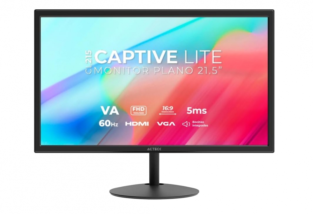 Monitor Acteck Captive Lite CL215 LCD 21.5", 1920x1080 Full HD, 60Hz, HDMI, Bocinas Integradas, Negro