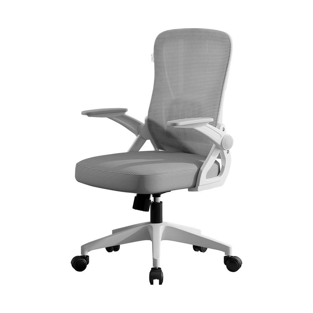 Acteck Silla Flux Core EC303, Respaldo de malla, Reposabrazos Abatible, Gris