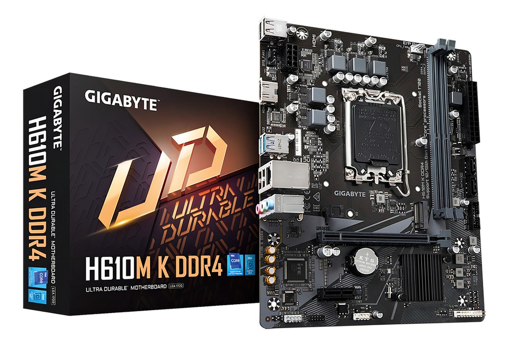 Tarjeta madre gigabyte h610m k ddr4, lga 1700 13th 12th, micro atx