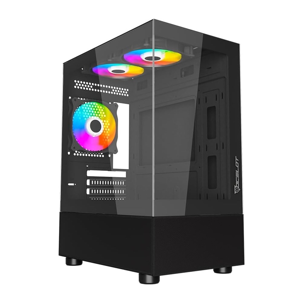 Gabinete Ocelot Gaming GLASS EN6 Micro-Tower Micro-ATX USB 2.0/3.0 sin Fuente 3 Ventiladores Instalados