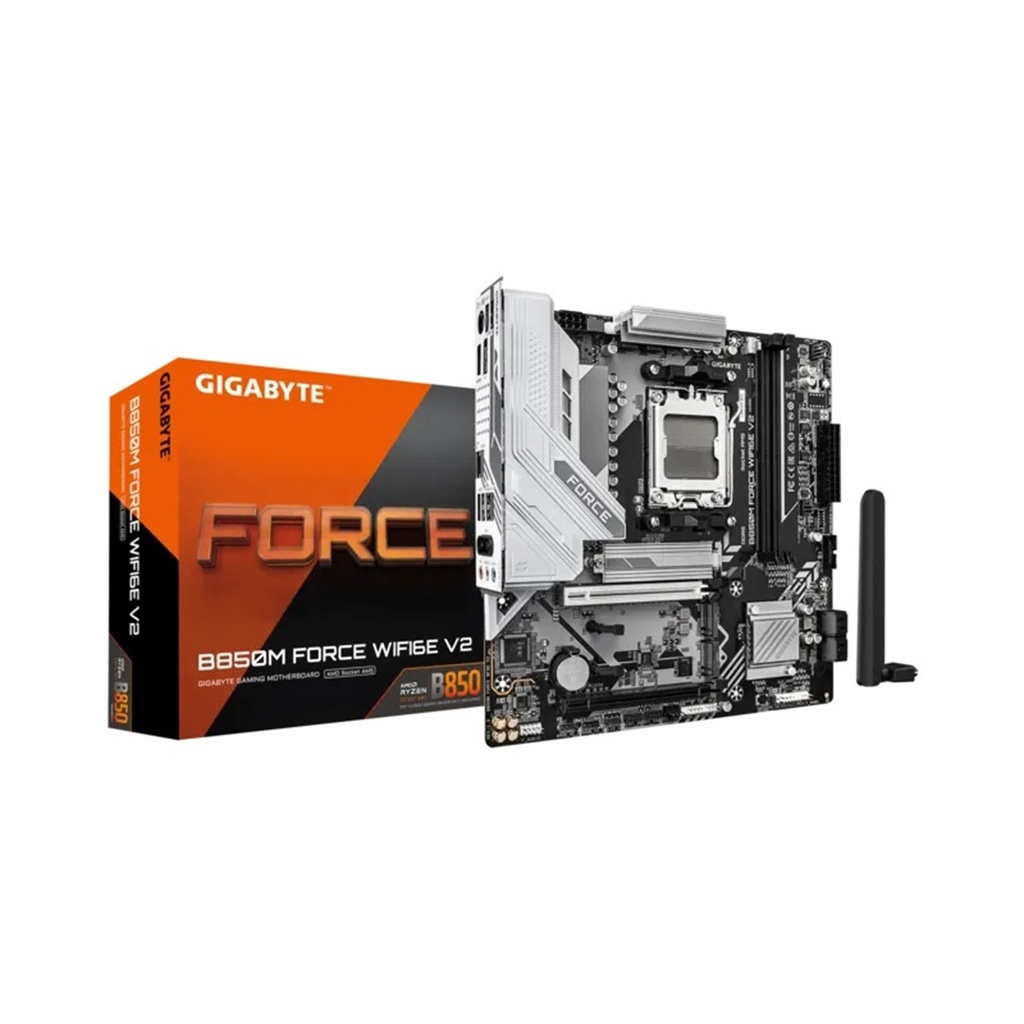 Tarjeta Madre Gigabyte B850M Force WF6E V2 AM5 DDR5 Micro ATX 5200MHz HDMI DP Wifi BT 5.3 
