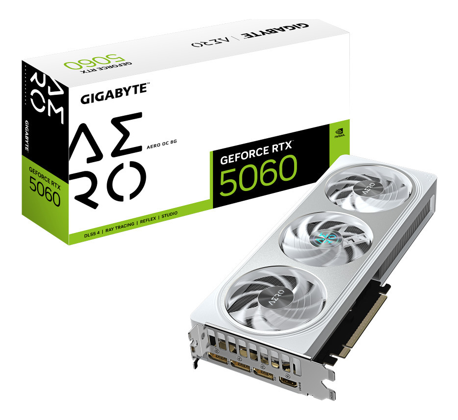 Tarjeta de video gigabyte geforce rtx 5060 aero oc 8g, 8 gb, 128 bit, gddr7, pci express 5.0