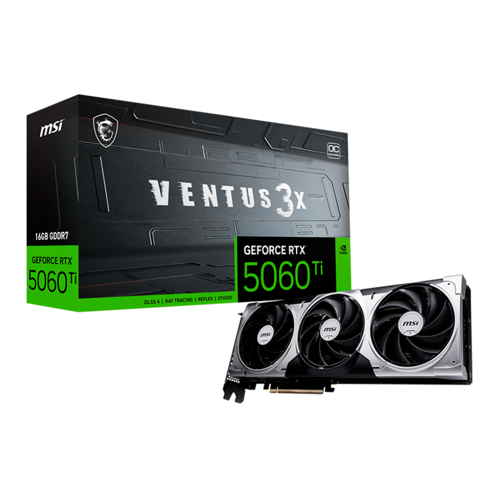 Tarjeta de video msi nvidia geforce rtx 5060 ti 8g ventus 3x oc, 8gb 128-bit gddr7, pci express 5.0
