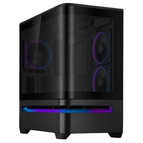 Gabinete ASUS PRIME AP202 TG ARGB Black - Media Torre · Uso Profesional | Compatible ATX/MicroATX · Vidrio Templado Curvo, Panel ARGB, Sin Fuente