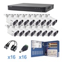 Kit turbohd 1080p / dvr 16 canales / 16 cámaras bala (exterior 2.8 mm) / transceptores / conectores / fuente de poder profesiona