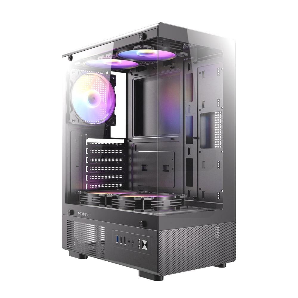Gabinete Antec VCX300 ARGB, Midi-Tower, ATX/Micro-ATX/Mini-ITX, USB 2.0/3.0, sin Fuente, 5 Ventiladores Instalados, Negro