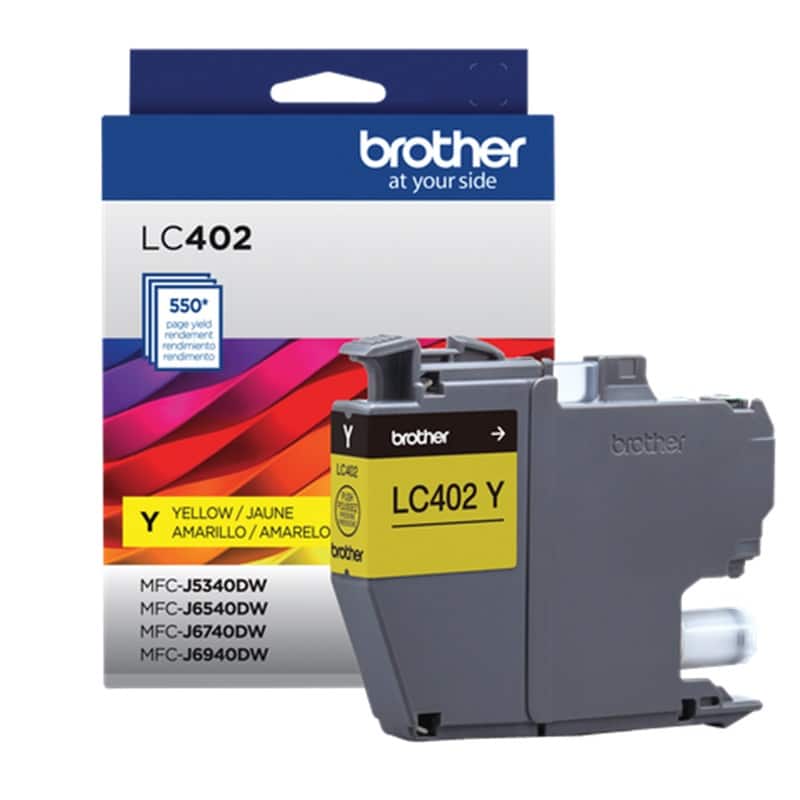 Cartucho de tinta brother lc402ys alto rendimiento hasta 550 pgs color amarillo
