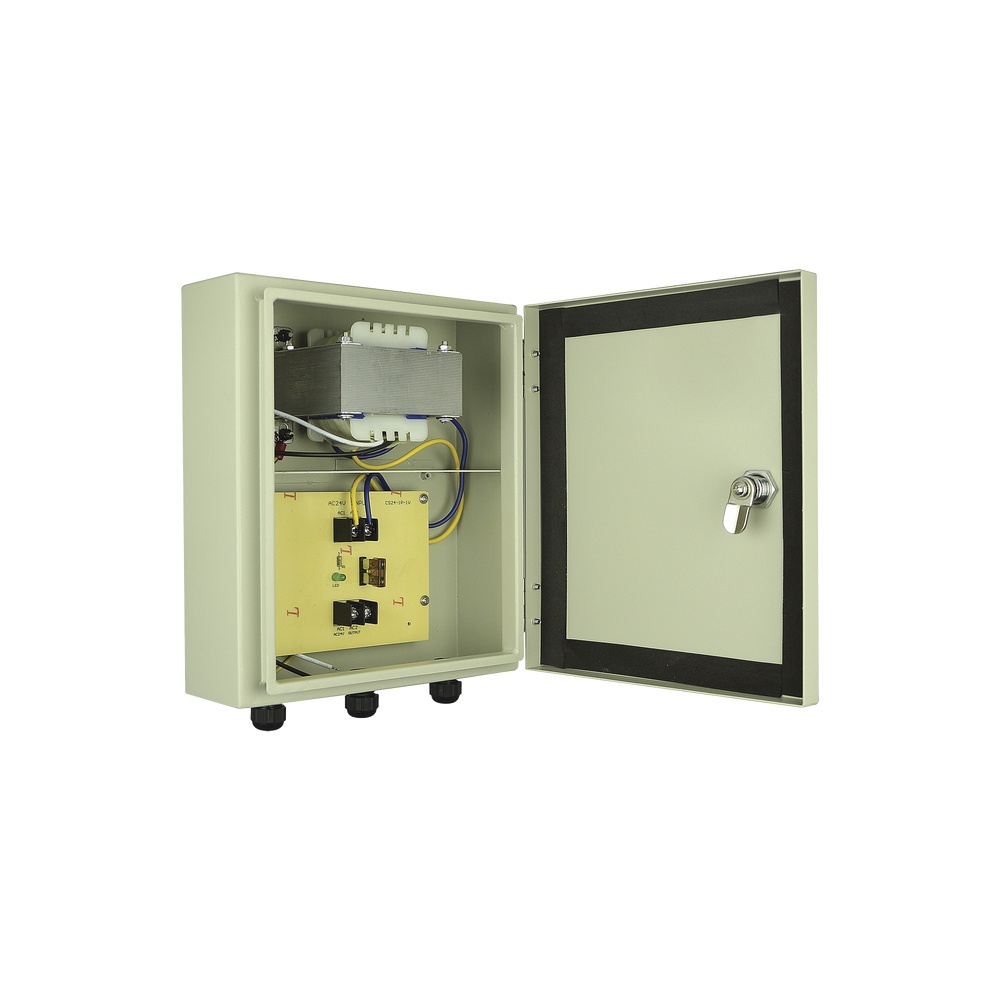 Fuente de poder profesional para domos ptz de 24 vca@ 7a, para exterior; voltaje de entrada de 127 vca. 