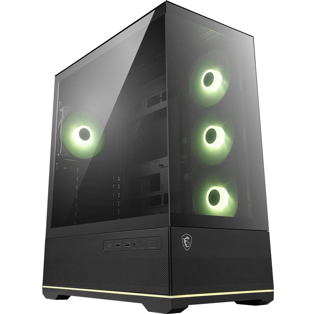 Gabinete Gamer MSI MAG PANO 110R PZ Mid Tower con Cristal Templado y 4 Ventiladores ARGB Negro