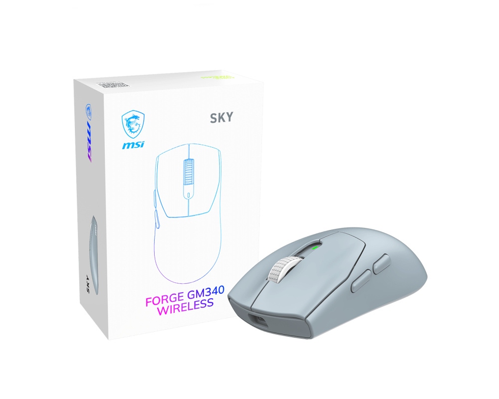 Mouse Gamer MSI FORGE GM340 WIRELESS, Inalámbrico, Óptico, 12.000DPI, RF Inalámbrico/Bluetooth, Azul