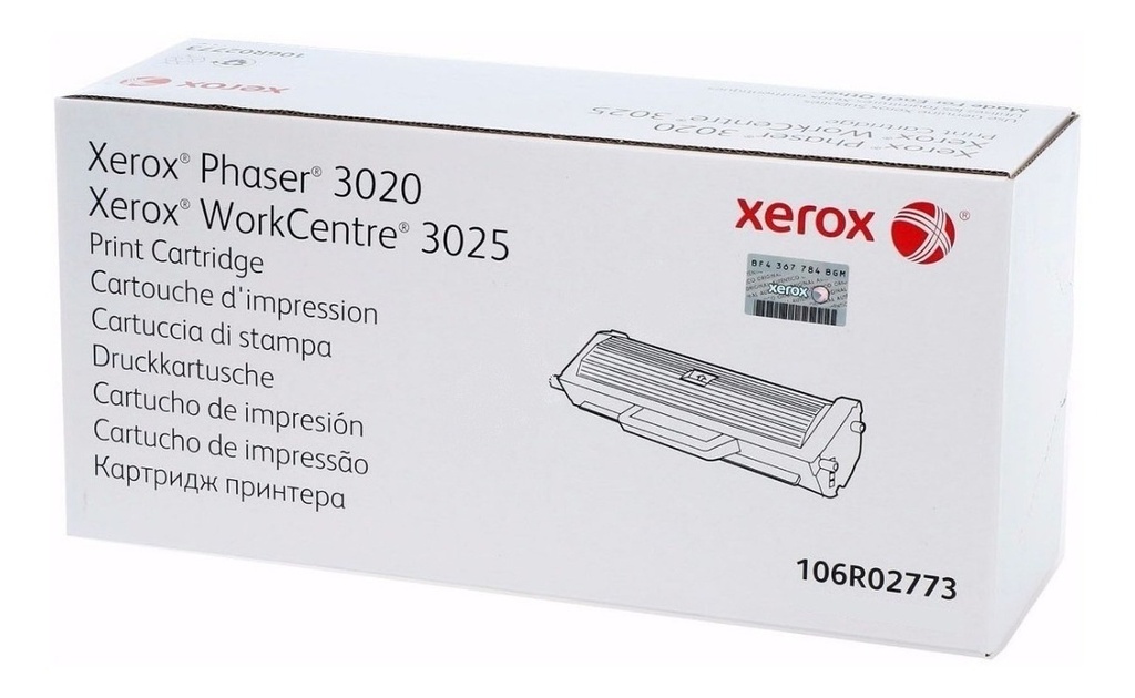 Tóner Xerox 106R02773 Negro 1500 Páginas para Phaser 3020 WorkCentre 3025