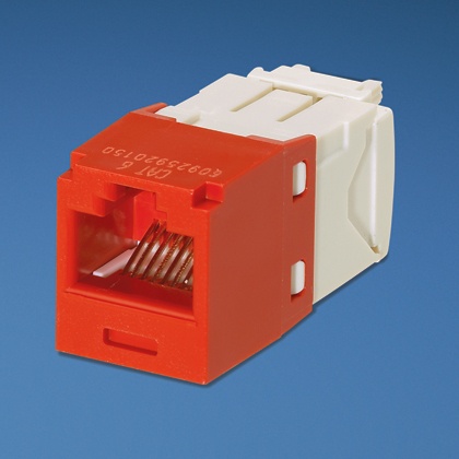 Conector jack rj45 estilo tg, mini-com, categoría 6, de 8 posiciones y 8 cables, color rojo