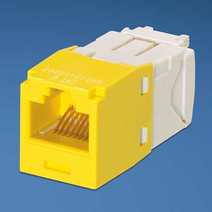 Conector jack rj45 estilo tg, mini-com, categoría 6, de 8 posiciones y 8 cables, color amarillo