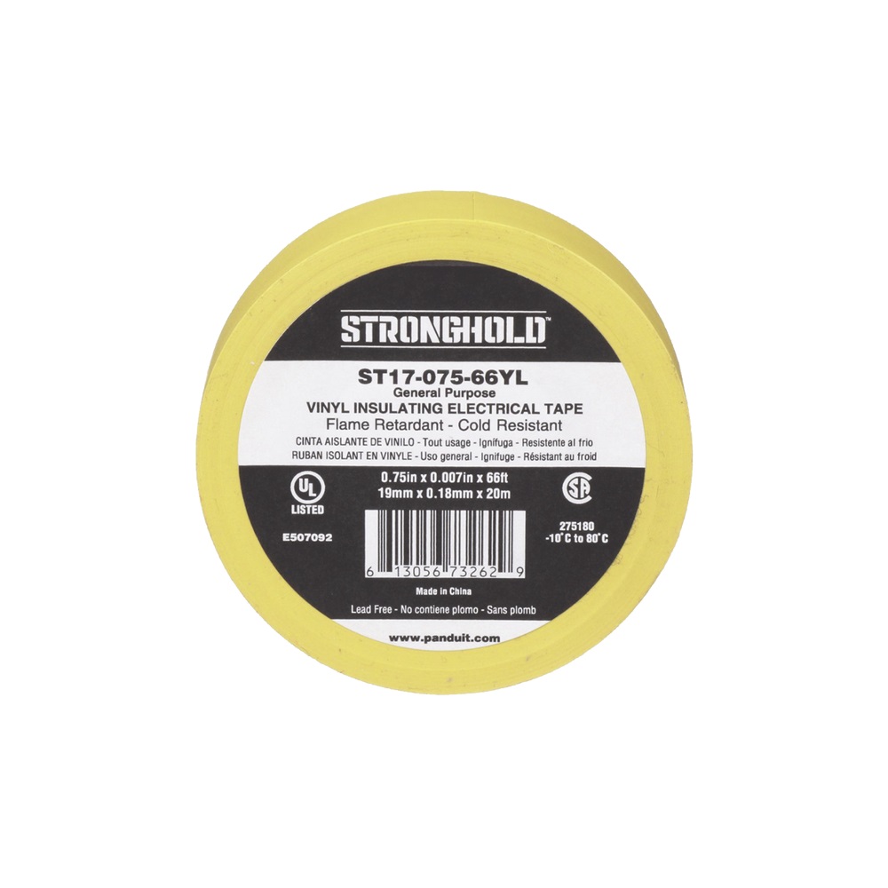 Cinta Eléctrica para Aislar de PVC Uso General Grosor de 0.18mm (7 mil) Ancho de 19mm y 20.12m de Largo Color Amarillo