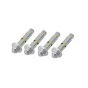 Kit de 4 piezas de taquete tipo barrenancla con tornillo de 3/8" x 3" con taquete de 1/2".