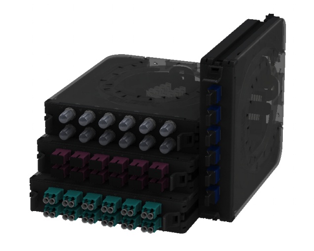 Cassete ecx belden fcsx12ldfs monomodo os2 12 puertos lc duplex azul 
