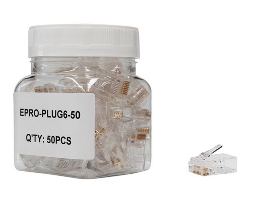 Plug facil ponchado enson epro-plug6-50 bote de 50 pzs para cable utp cat6 con sistema de paso de cables passtru que facilita el