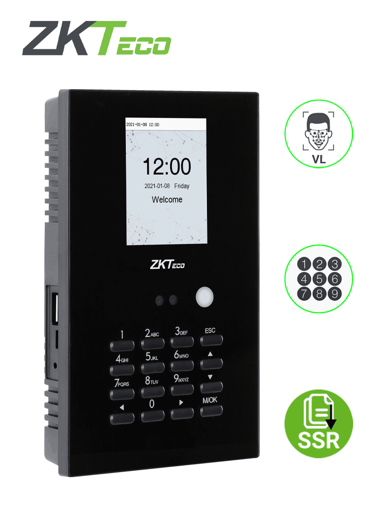 Terminal de asistencia con reconocimiento facial inteligente zkteco lface10 para interior  almacena hasta 100 rostros / 50,000 e