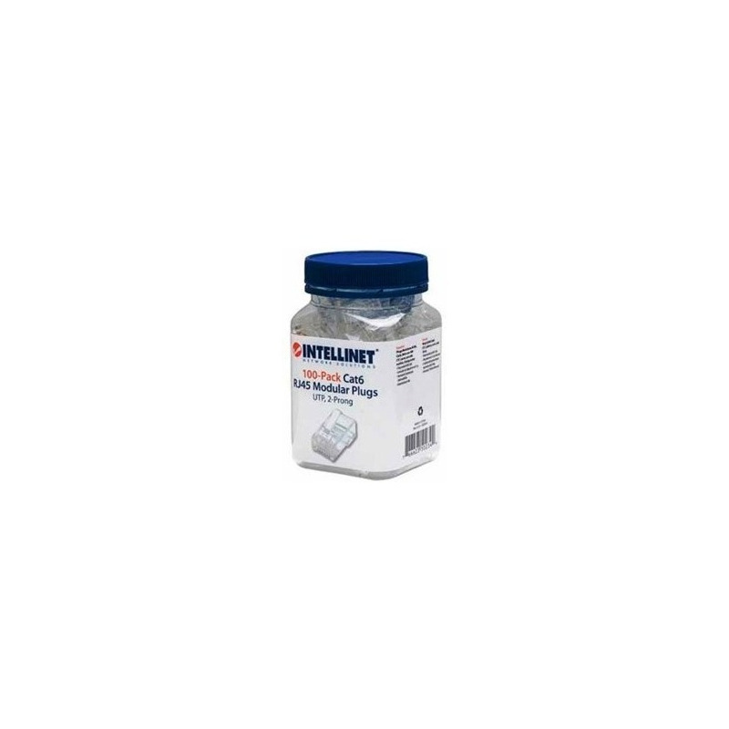 Bote con Plug RJ-45 Cat6 UTP Intellinet Sóldido con 100 Piezas Transparentes