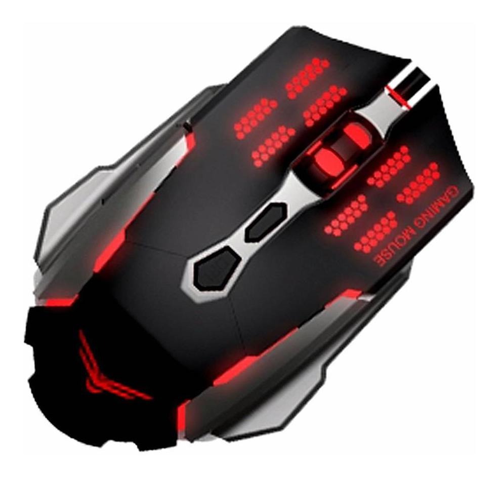Mouse Gamer Naceb Láser NA-630 Alámbrico USB 2400DPI Negro/Plata