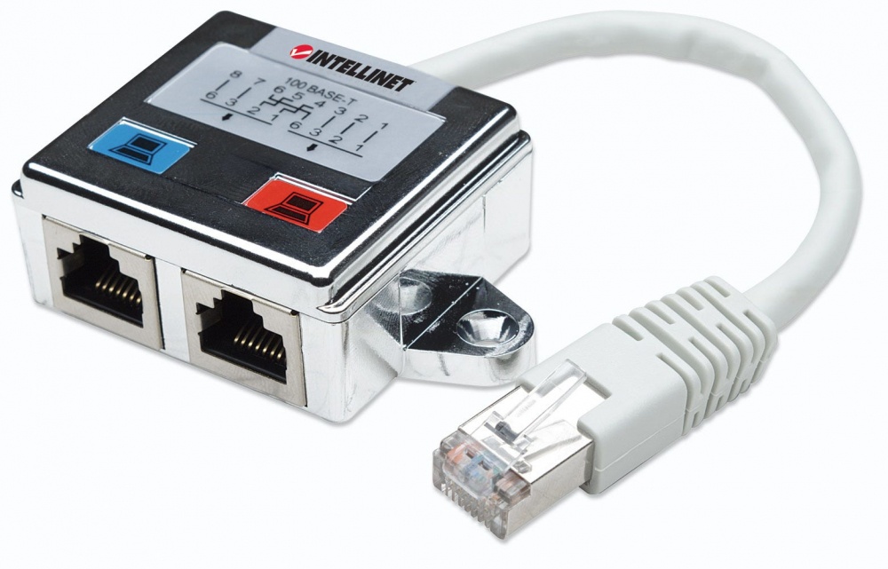 Adaptador de Red Intellinet 504195 2 x RJ-45 a 1 RJ-45