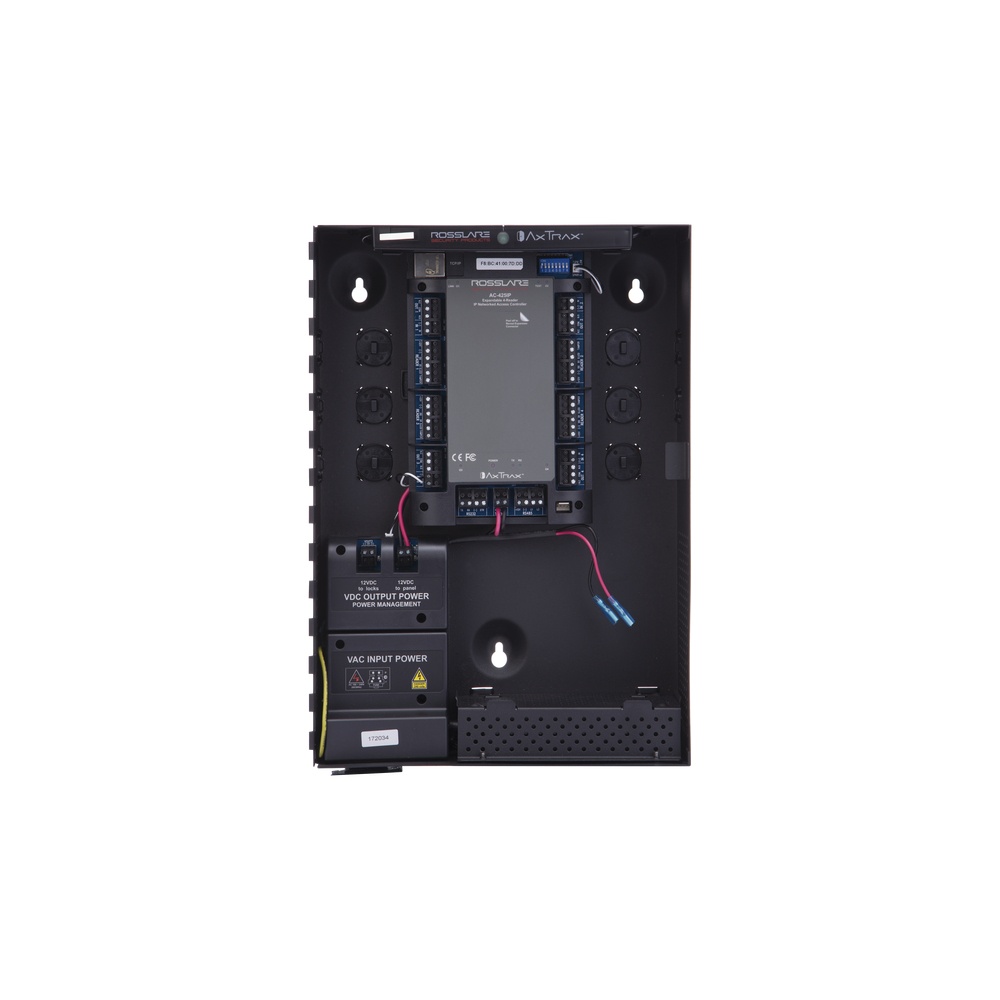 Controlador de acceso para 4 lectoras / expandible a 4 lectores adicionales / 30,000 tarjetas / 20,000 eventos / incluye gabinet