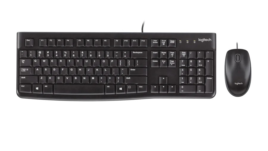 Teclado y Mouse Logitech MK120 Alámbrico USB Español (Negro)
