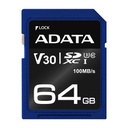 Memoria sdxc adata, 64gb, cl10, v30, 4k, uhd, negro/azul (asdx64gui3v30s-r)