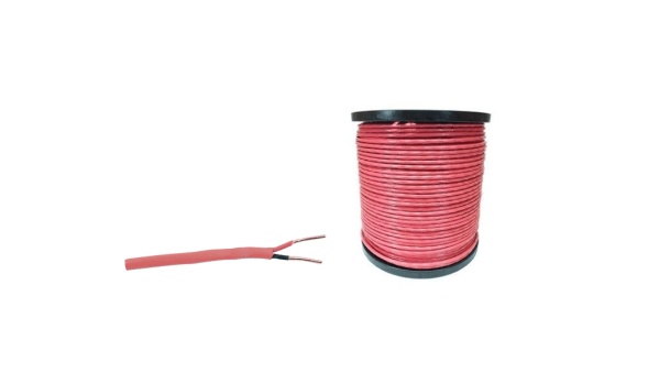 Bobina de alambre de 305 metros, 2 x 14 awg, tipo fpl-cl2, de color rojo, para aplicaciones en paneles de detección de incendio 