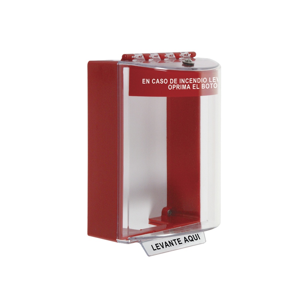 Cubierta universal transparente con espaciador, texto de incendio en español