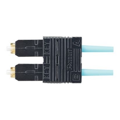 Conector de fibra óptica sc duplex opticam, multimodo 50/125 om3/om4, pre-pulido, color aqua