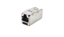 Conector jack rj45 blindado, estilo tg, mini-com, categoría 6, de 8 posiciones y 8 cables, color negro