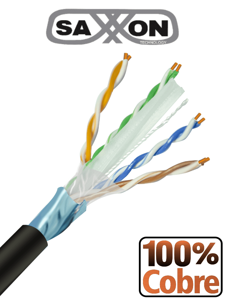 Saxxon oftpcat6copext - bobina de cable ftp cat6 100% cobre/ 305 metros/ blindado/ color negro/ uso exterior/ ideal para cablead
