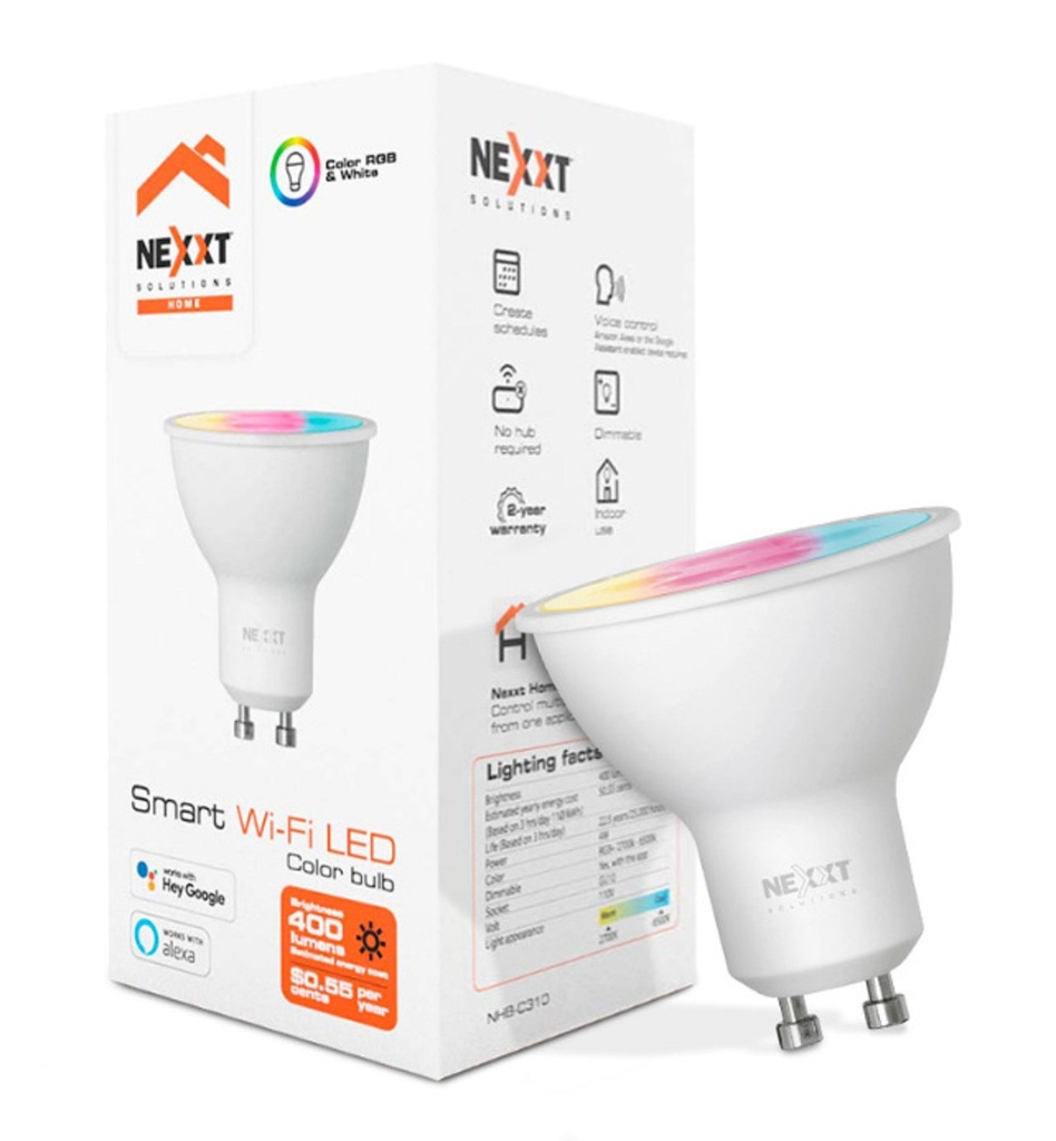 Foco Regulable LED Inteligente Nexxt Solutions NHB-C310 WiFi Multicolor 4W 400 Lúmenes
