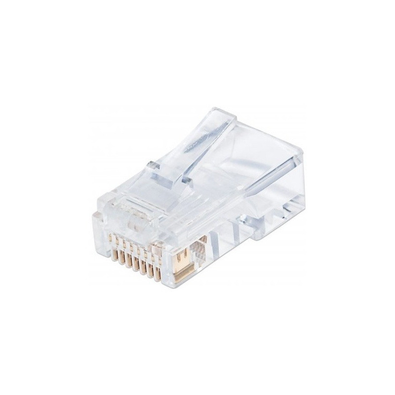 Plug modular rj45 intellinet utp cat5e solido bote con 100 piezas contacto oro 50 micras linea pro