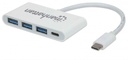 Hub Manhattan USB C 3.1 3x USB A Hembra 1x USB C Hmebra 5000 Mbit/s