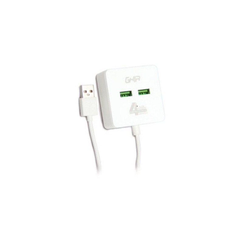 Hub USB 2.0 Ghia Macho 4x USB 2.0 Hembra 480 Mbit/s 50cm Blanco