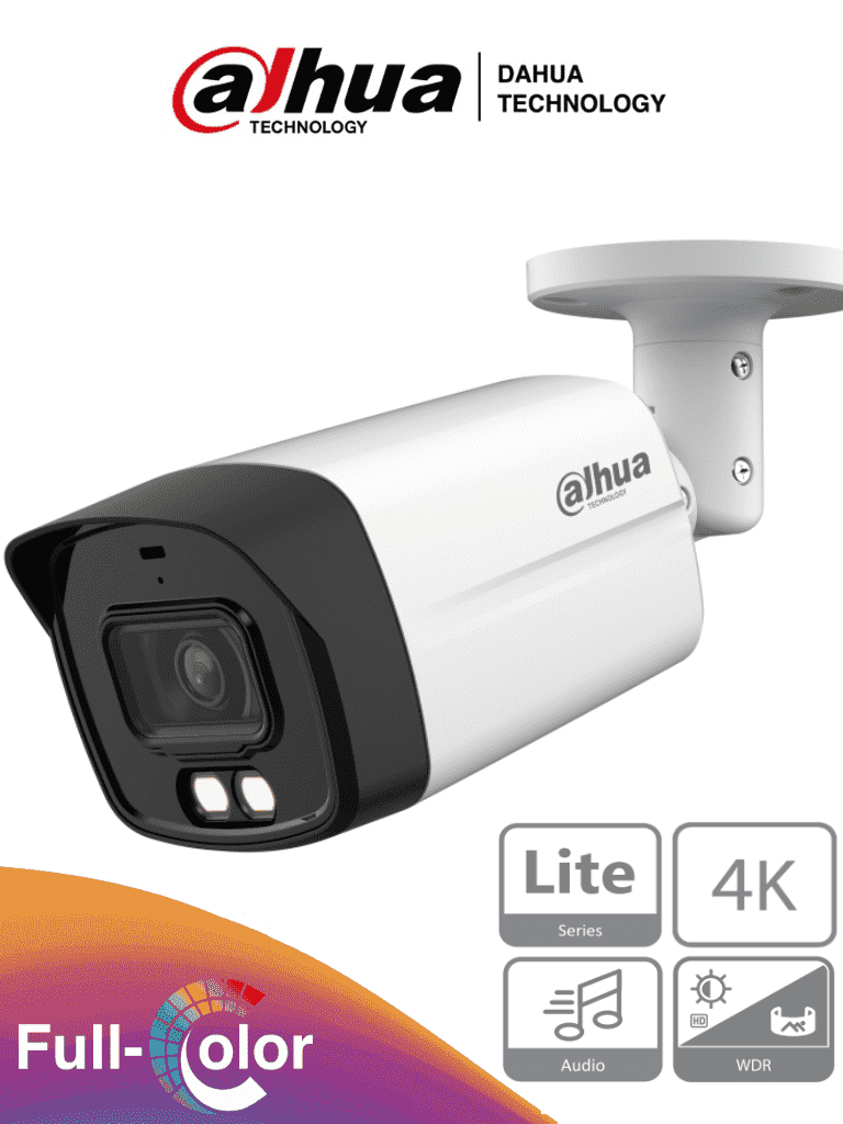 Dahua hac-hfw1809tlm-a-led - camara bullet 4k full color/ 8 megapixeles/ lente de 2.8mm/ 106 grados de apertura/ microfono integ