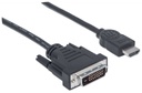 Cable HDMI Manhattan HDMI Macho - DVI-D 24+1 Macho 1080p 60Hz 1.8 Metros